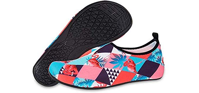 Water Shoes for Womens and Mens Summer Barefoot Shoes Quick Dry Aqua Socks for Beach Swim Yoga Exercise (Flamingo/Pink, 46/47) 3 of 6