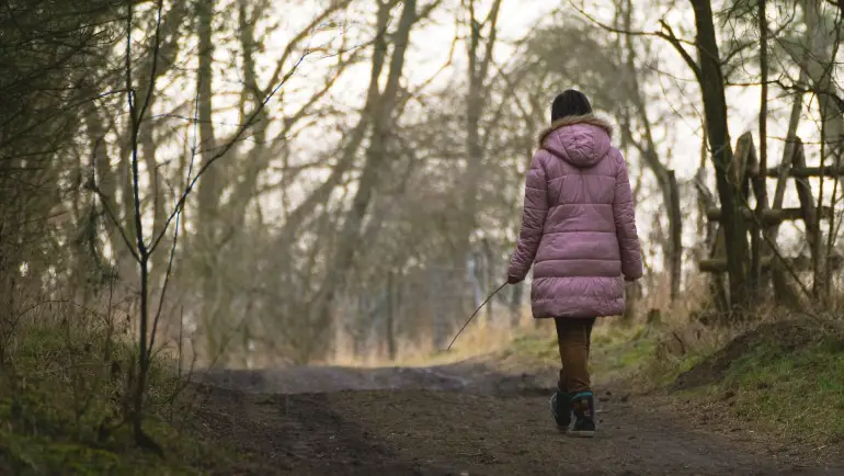 lonely woman walking